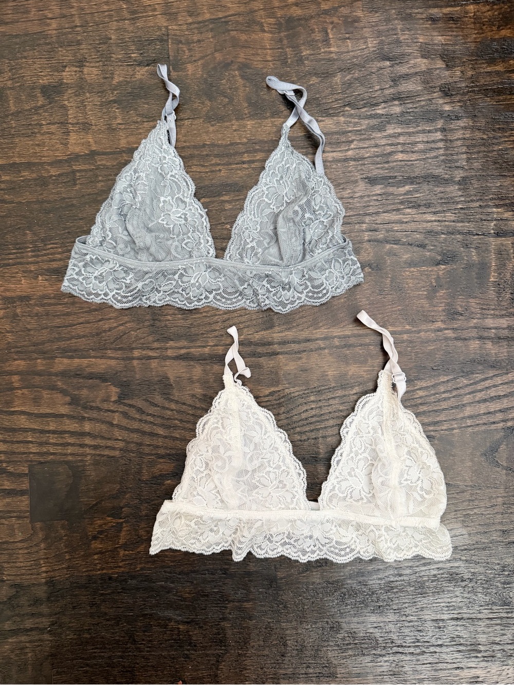 Delicate Lace Bralette - Light Gray & Cream - Women's Intimates